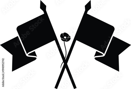 Memorial day tribute with flags and ribbons symbolizing honor and remembrance