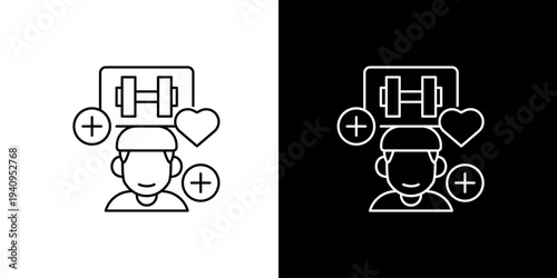 Health and Fitness Concept Outline Icon Representing Personal Well-being, Exercise, and Self-Care for an Active Lifestyle with Positive Benefits