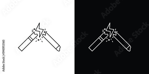 Breaking the habit symbolizing cessation from smoking with a broken cigarette icon