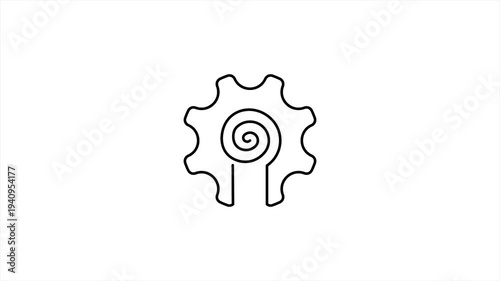 Loading Animation - Monoline Gear in One Line Continuous Style Animated for Progress Waiting System Setting Background Task Process