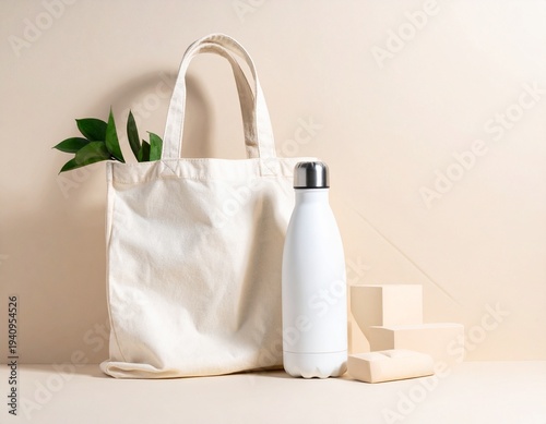 Reusable Water Bottle and Cloth Bag