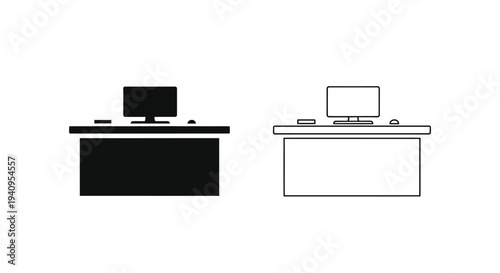 Office desk with computer Vector