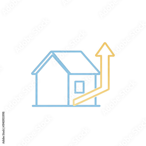 Wallpaper Mural Iconic illustration of a blue house with a rising yellow arrow, representing real estate growth, investment trends, and positive business development. Torontodigital.ca