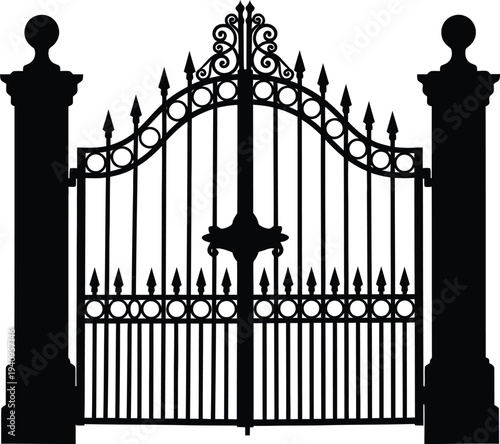 Memorial day tribute with ornate iron gate silhouette