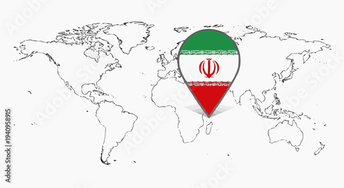 world map with   iran