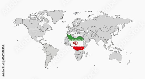 world map with   iran