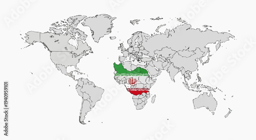 world map with   iran