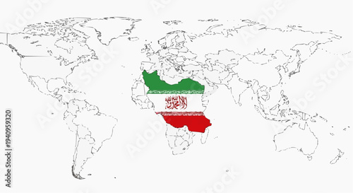 world map with   iran