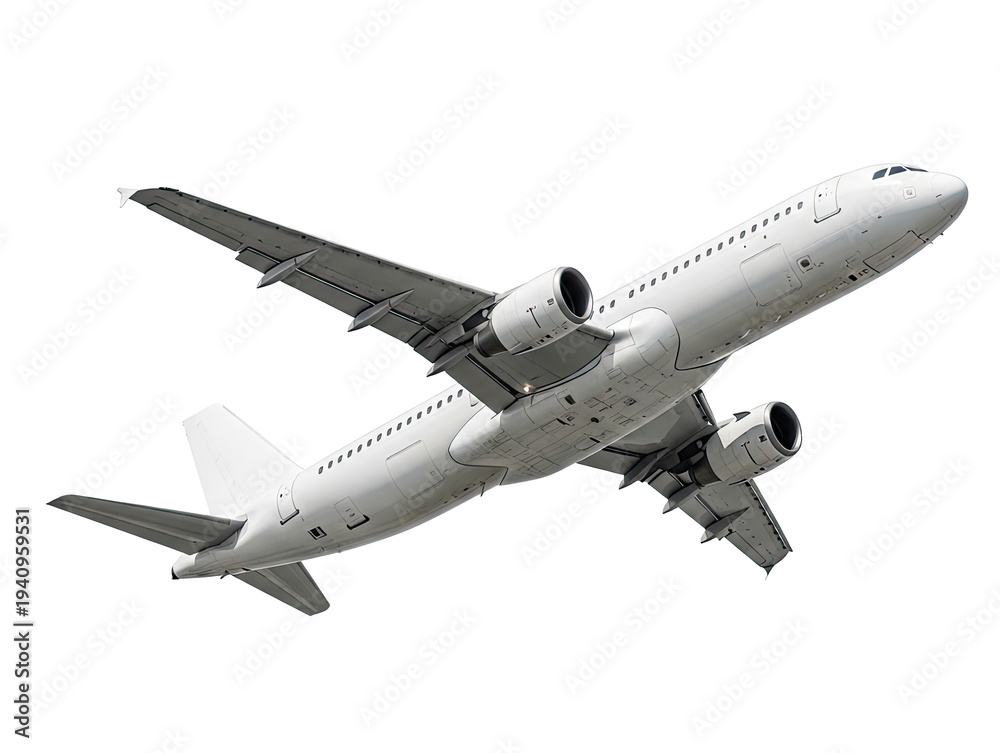 Obraz premium A white airplane flying in the sky.