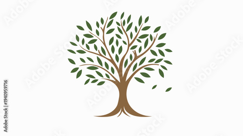 Stylized tree illustration isolated on white background symbol of growth and life