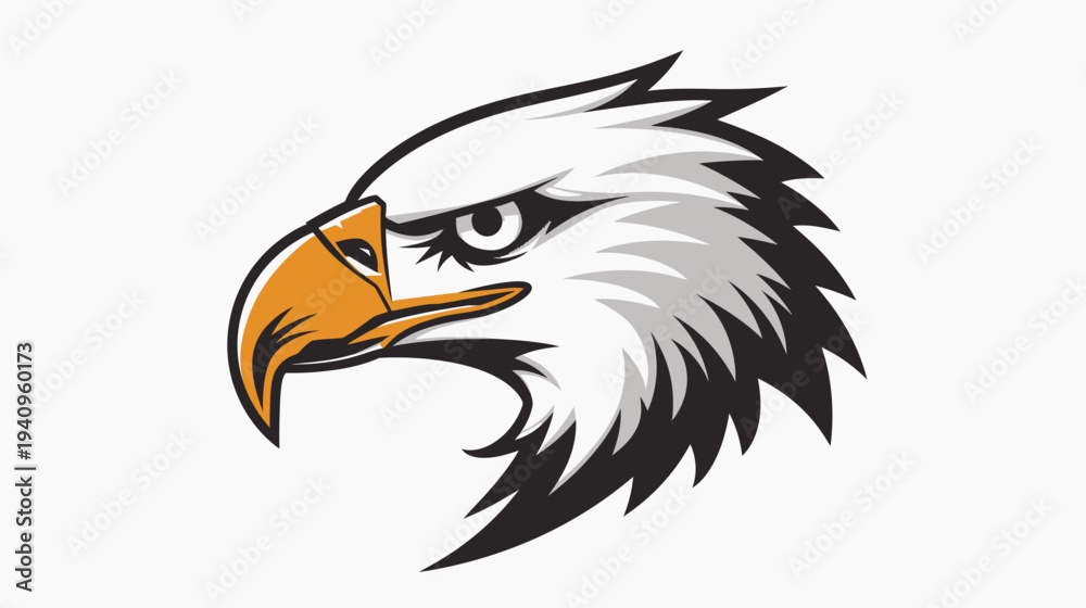 Naklejka premium Stylized eagle head illustration profile view depicting strength and power