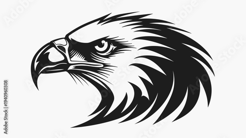 Bold eagle head vector illustration against white background for design