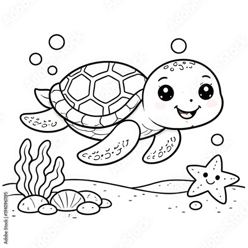 a baby Sea Turtle with a simple pattern on its shell.