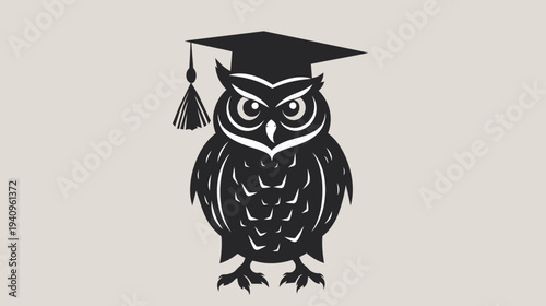 Wise owl wearing graduation cap illustration for education and knowledge