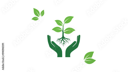 Hands cradle growing plant symbol of nature growth sustainability and care
