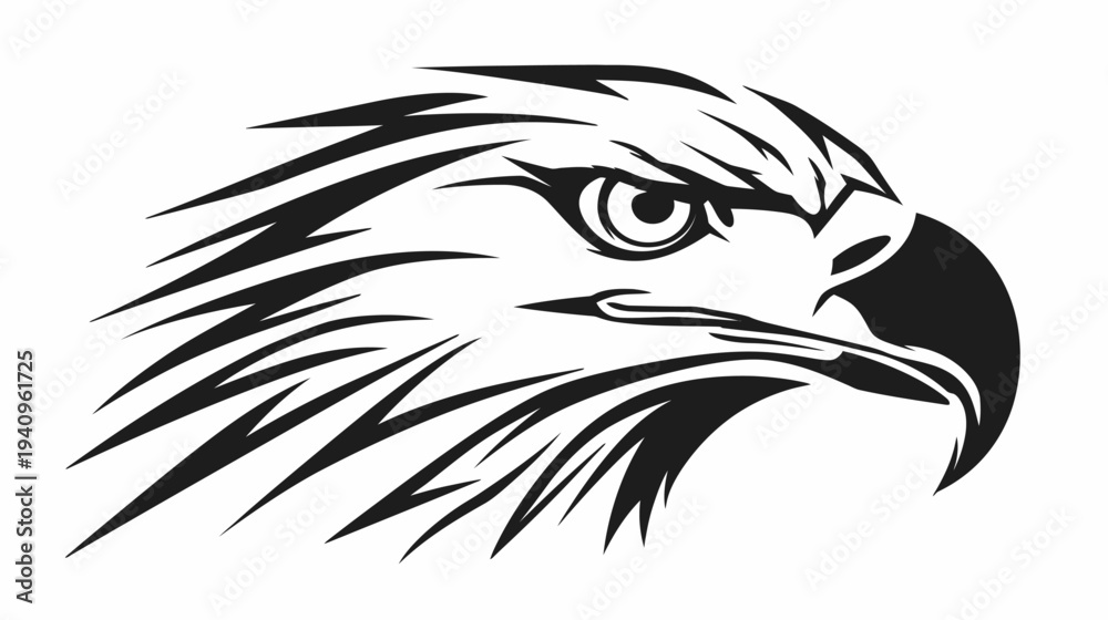 Fototapeta premium Bold eagle head silhouette graphic design for various creative projects