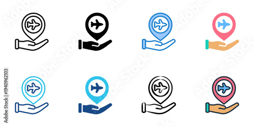 Travel Assistance icons set multiple style collection. Editable stroke 
