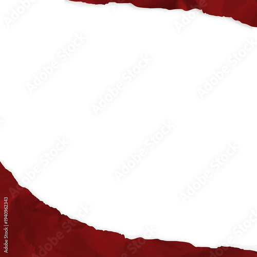 Textured Torn Red Paper Frame with White Copy Space Background