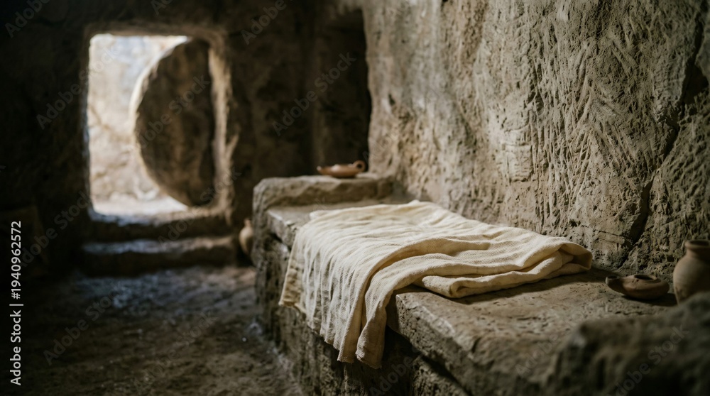 Fototapeta premium The Empty Tomb of Jesus Christ Easter Resurrection Scene Biblical Holy Land Photography
