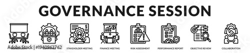 Governance session banner emphasizing structured oversight and accountable organizational leadership in Lineal Icon Style
