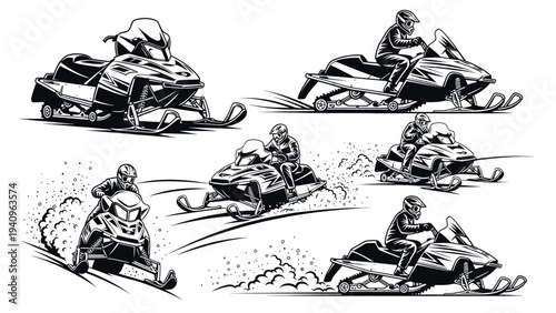 Dynamic Snowmobile Collection - Thrilling Winter Sports and Adventure.