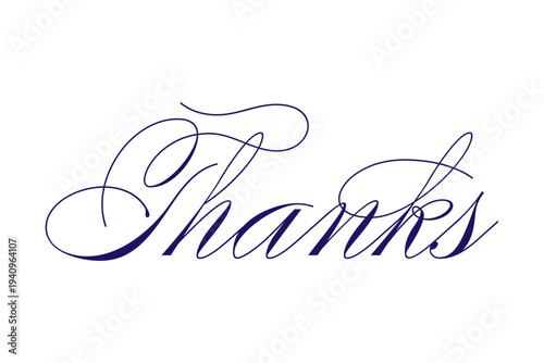 Thanks - 手書き風の筆記体で書いた「Thanks（ありがとう）」の文字（カリグラフィー）
