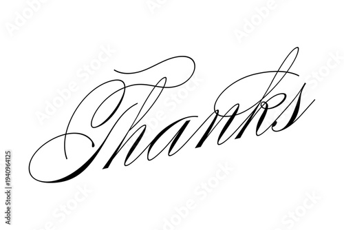 Thanks - 手書き風の筆記体で書いた「Thanks（ありがとう）」の文字（カリグラフィー）
