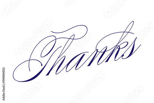 Thanks - 手書き風の筆記体で書いた「Thanks（ありがとう）」の文字（カリグラフィー）
