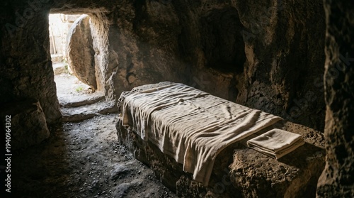 Empty Tomb of Jesus Christ Resurrection Scene Holy Land Biblical Easter Story