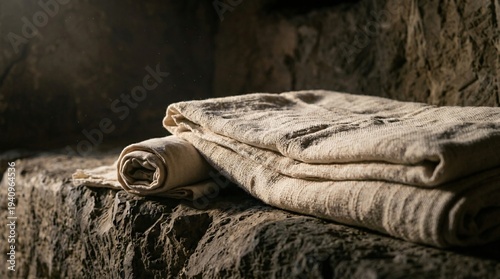 Empty Tomb of Jesus Christ Easter Scene Resurrection Linen Cloths Holy Land Spiritual Hope