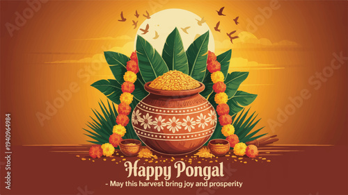 A vibrant and festive depiction of the Pongal celebration 