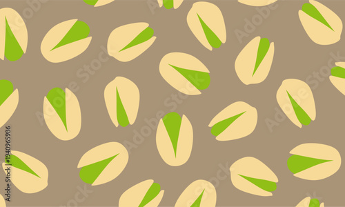 Pistachio Nuts Seamless Pattern. Pistachio Nut Repeat Pattern. Ideal for textile printing, packaging design, wrapping paper