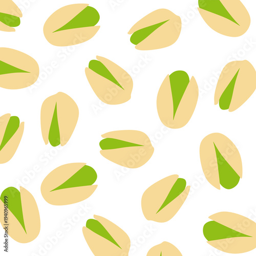 Pistachio Nuts Seamless Pattern. Pistachio Nut Repeat Pattern. Ideal for textile printing, packaging design, wrapping paper
