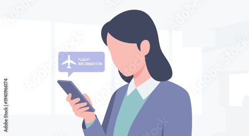Modern traveler receiving essential flight information on a mobile device, illustrating the convenience of digital technology for airport updates and journey planning