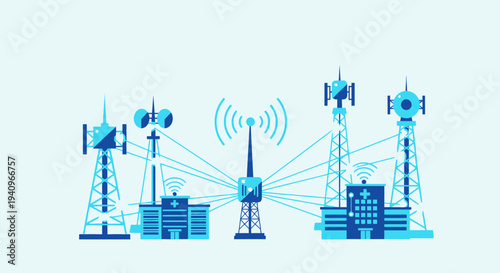 Telecommunication Towers and Buildings Connected by Wireless Signals