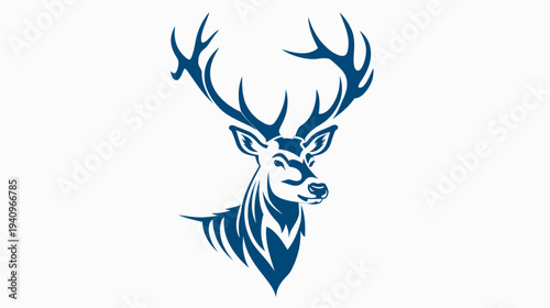 Elegant deer illustration with large antlers against a white background