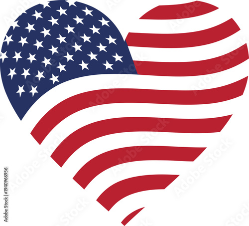 Memorial day tribute with patriotic american heart symbol