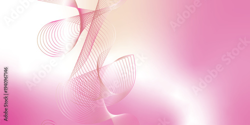 LightSalmon, pink and white luminous waves curving smoothly through a deep dark backdrop filled with tiny shimmering particles, futuristic digital technology concept, vector illustration style.