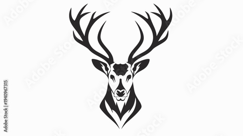Elegant deer head vector illustration with intricate antlers on white background