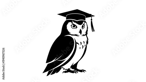 Wise owl wearing graduation cap illustration for education and knowledge themes