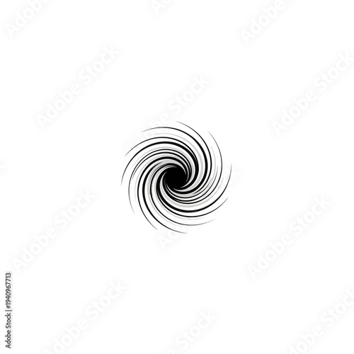 A black and white abstract spiral vortex graphic