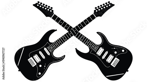 Two electric guitars crossed over each other