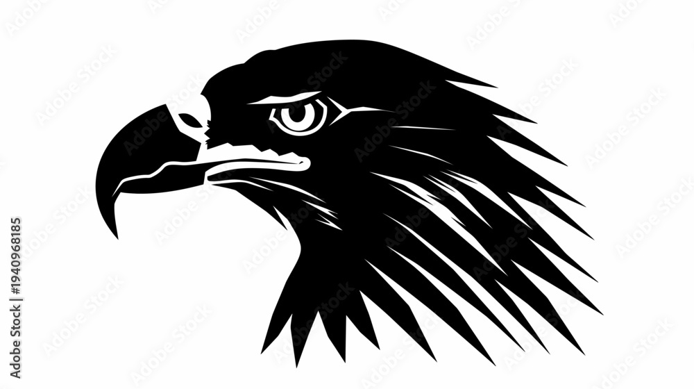 Fototapeta premium Bold eagle silhouette graphic illustration against white background