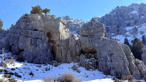 Slika na platnu As winter draws to a close in the mysterious, wild, and eerie mountains of the Mediterranean, the scenery is breathtaking