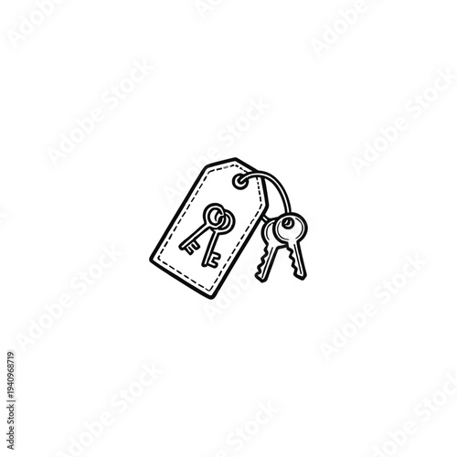 Hand drawn doodle - Key chain logo icon flat vector design