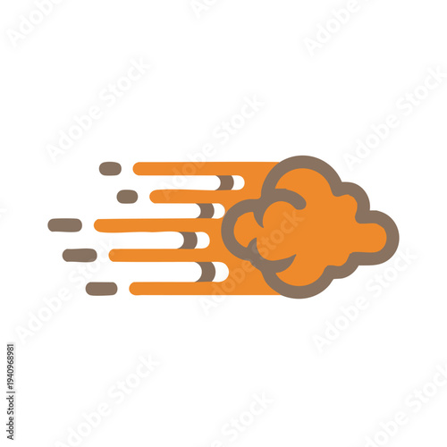 Speed Cloud Icon. Fast Motion Graphic. Flat Vector Symbol. Clean Design Element.