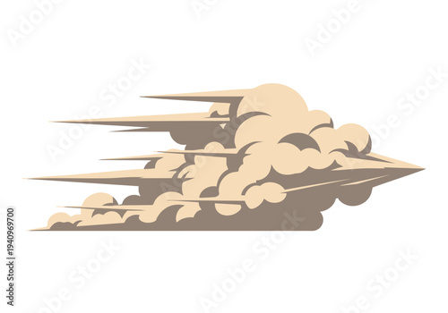 Speed Cloud Graphic. Motion Blur Illustration. Cartoon Style. Stylized Effect. Design Element.