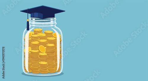 Education Savings Fund. College Investment Concept. Financial Planning Illustration. Academic Future.