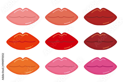 リップスティックカラーバリエーション 唇イラストコレクション
