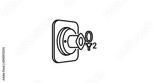 Abstract illustration of a stylized keyhole with a key and number 2, representing access or a choice.